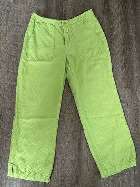 JH Collectibles Lime Green Linen Blend Casual Pants, US 6